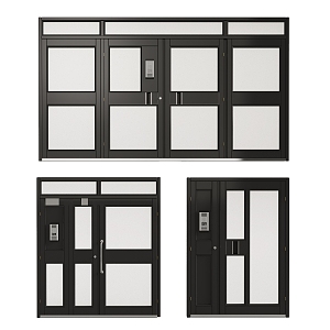 Modern aluminum alloy double door mother door KFC door glass double door 3d model