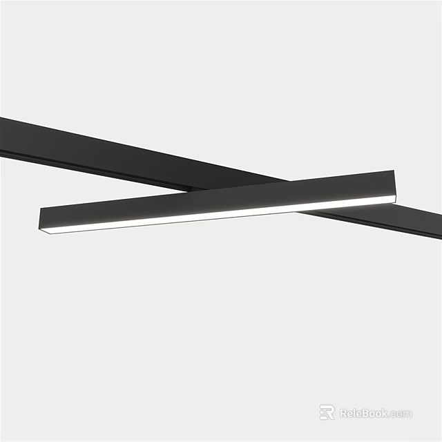 Modern Sleek Cross Strip LED Ceiling Light With Black Frame And White Light 3d model 