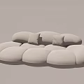Modern Cloud Shaped Multi Person Sofa In White And Black With Cushions