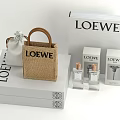 LOEWE Decorative Accessory Set With Straw Bag White Pouch Perfume Bottles And Display Box