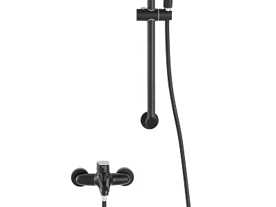 Modern Black Shower System With Handheld Sprayer Fixed Bracket And Control Valve 3d model