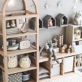 Cute Wooden Entryway Side Cabinet With Storage Shelves Drawers And Decorative Ornaments Star Lights