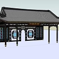 Chinese style gate pavilion ancient building 3d model