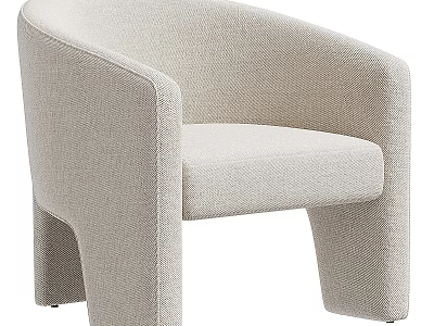 Beige Upholstered Modern Minimalist Armchair With Curved Arms And Square Legs 3d model