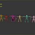 Game and Movie Characters 3D Models with Diverse Costumes Stretching Arms Standing Poses and Weapons