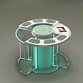 Modern Circular Display Cabinet Shelf With Transparent Glass Green Cylinder And LED Lighting