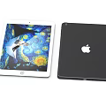 Apple Tablets with White Front Van Gogh Starry Night Display and Black Back Logo 3d model