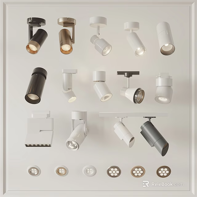Various Styles Of Downlights And Spotlights With Different Colors And Designs For Home Lighting 3d model 