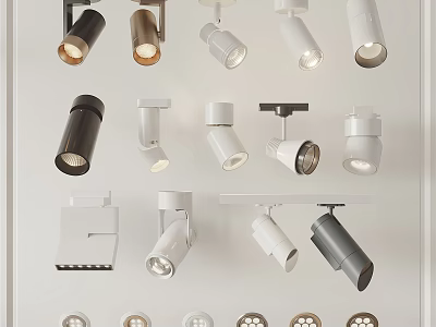 Various Styles Of Downlights And Spotlights With Different Colors And Designs For Home Lighting 3d model