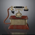 Vintage Telephone With Red Wooden Base Gold Accents And Eagle Carving