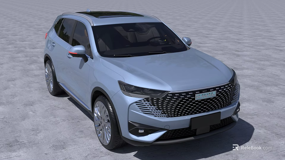 Silver SUV With Modern Design Distinctive Grille Streamlined Body And Multi Spoke Wheels 3d model 