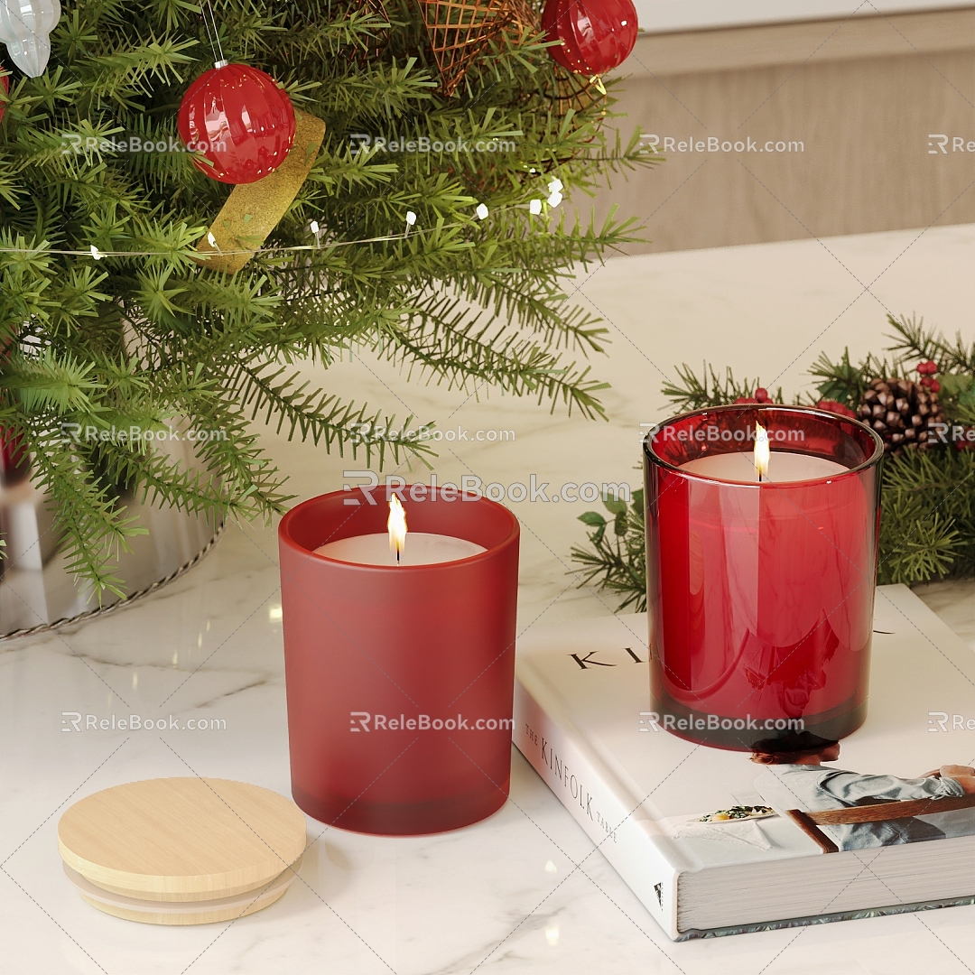 Red Candle Christmas Candle Cup Aromatherapy Candle Aromatherapy Candle Flame Aromatherapy Flame Christmas Scene Christmas Table 3d model