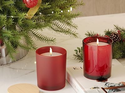 Red Candle Christmas Candle Cup Aromatherapy Candle Aromatherapy Candle Flame Aromatherapy Flame Christmas Scene Christmas Table 3d model