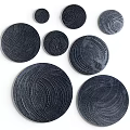 Modern Black Circular Wall Decor with Various Sizes and Intricate Spiral Patterns 3d model