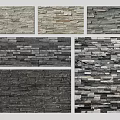 Decorative Stone Background Wall With Various Textures And Design Styles 3d model