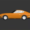 Vintage Orange Sports Car With Sleek Body Design Classic Wheels And Reflection