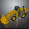 Yellow Construction Loader With Large Bucket Big Tires And Cabin Design 3d model