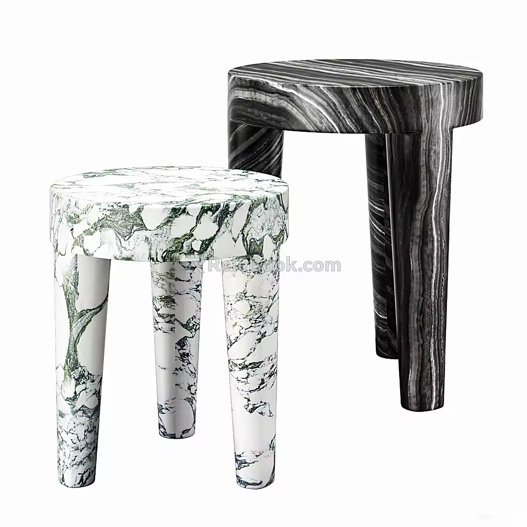 Modern round table coffee table side table combination 3d model