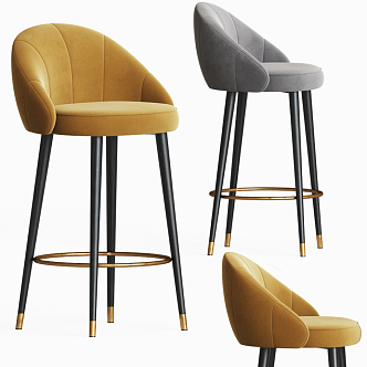 Modern Bar Chair Fabric Bar Chair 3d model