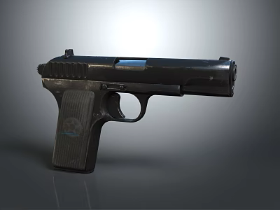 Black Modern Pistol With Textured Grip And Sleek Metallic Body Design 3d model