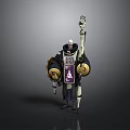 Detailed Mystical Fantasy Character In Purple Robe With Staff And Shield
