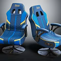 Blue And Yellow Gaming Chairs With Ergonomic Design Breathable Mesh Adjustable Backrest And Black Swivel Base