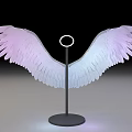 Interactive Area Decorative Wing Sculpture With Pink White Gradient And Glowing Ring Base