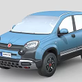 Blue Modern Compact SUV Featuring Round Headlights Black Bumpers And Red Accent Wheels 3d model