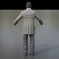Game Movie Character Wearing Gray Coat Tie Gray Pants and Shoes Standing
