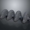 Four Gray Automotive Parts Complex Structured Wheel Hub Components Arranged Together