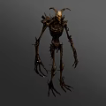 Horror Fantasy Game Movie Character With Skeletal Head Thin Body Sharp Claws And Spikes