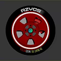 Car Wheel With Red Rim RZYOS Tire And Green Center Metallic Design