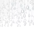 Water Drop Shaped Transparent Crystal Chandelier with Hanging Pendants Against Black Background