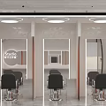Spacious Modern Hair Salon Interior With Barber Chairs Large Windows And Mirrors