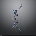 Elegant Blue Fantasy Bow With Decorative Spikes And Mythical Weapon Design