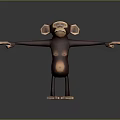 3D Cartoon Monkey Character With Brown Fur Outstretched Arms And Big Ears