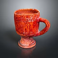 Red Textured Sculpted Ceramic Mug With Handmade Artisan Crafted Base Design 3d model