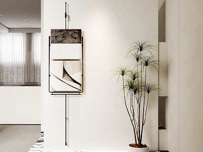 Hanging picture of green plants in corridor of entrance hall 3d model