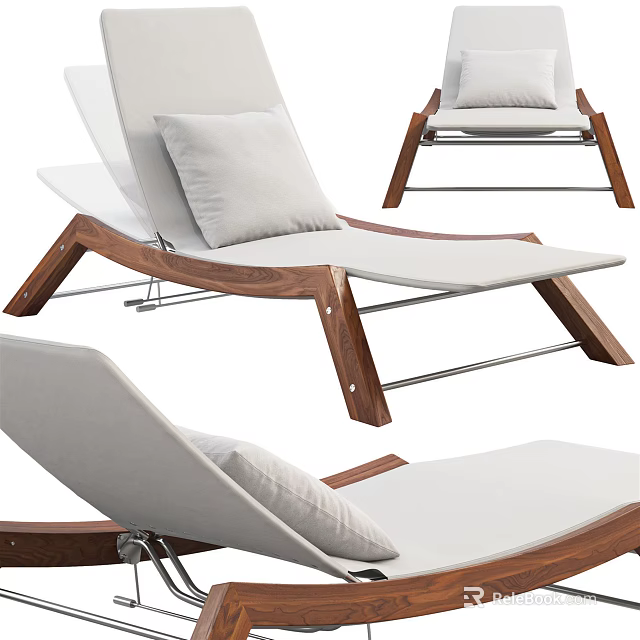 Comfortable Modern Lounge Chair With Wooden Frame And White Cushion 3d model 
