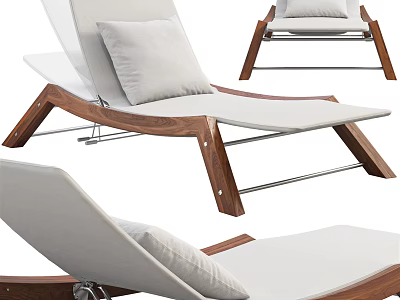 Comfortable Modern Lounge Chair With Wooden Frame And White Cushion 3d model