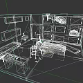 Operating Room Interior With Surgical Table Blood Stains Medical Equipment Green Walls And Cabinets