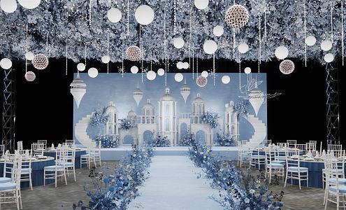 Modern Wedding Scene Wedding Ballroom Stage 3d model