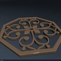 Intricate Octagonal Metal Carved Decorative Panel With Scroll And Geometric Patterns 3d model