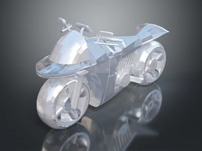 Modern Transparent Crystal Motorcycle Model With Shiny Surface And Reflection 3d model