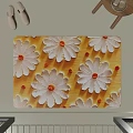 Decorative Desk Mat With Textured White Daisies And Orange Centers On Yellow Background