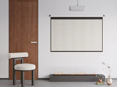 Projection Monitoring Setup In Modern Room With Projector And Screen 3d model