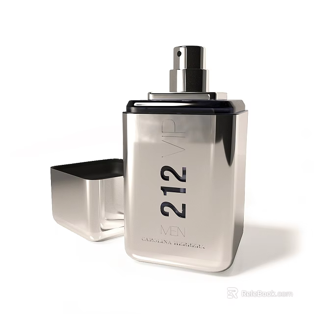 Elegant 212 VIP Men Perfume In Silver Bottle With Square Box 3d model 