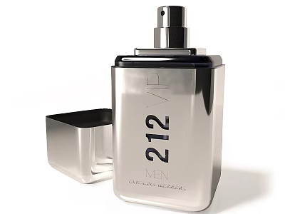 Elegant 212 VIP Men Perfume In Silver Bottle With Square Box 3d model