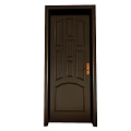 Dark Brown Hinged Door With Panel Design And Metal Handle For Home Use 3d model