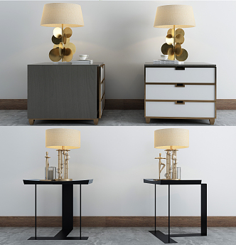 Modern bedside table bedside table combination 3d model